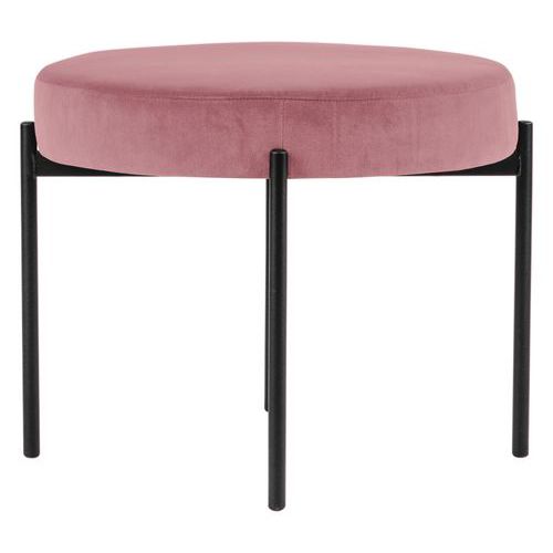 Tabouret Rond Gaia Pied Noir Velours Polyester Rose
