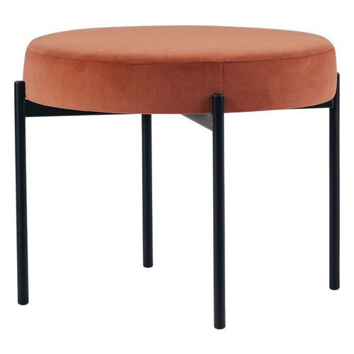 Tabouret Rond Gaia Pied Noir Velours Polyester Rouille