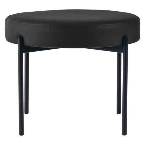 Tabouret Rond Gaia Pied Noir Simili Cuir Noir