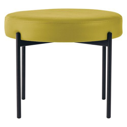 Tabouret Rond Gaia Pied Noir Simili Cuir Vert