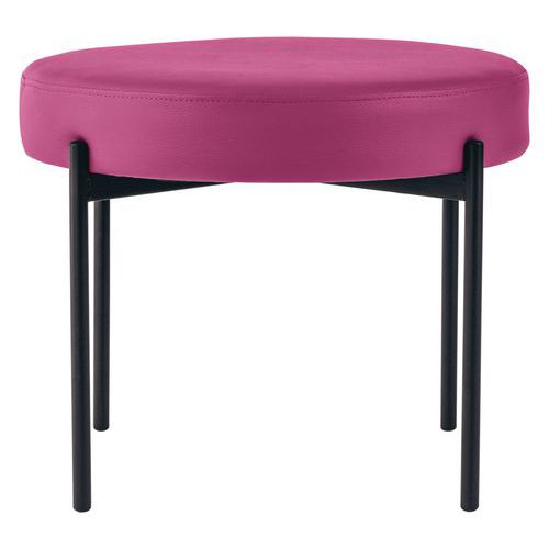 Tabouret Rond Gaia Pied Noir Simili Cuir Violet