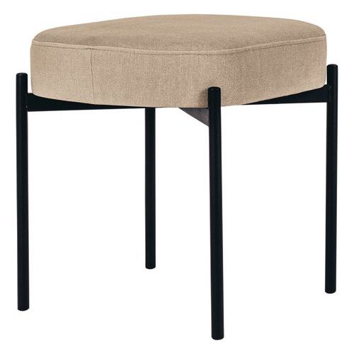 Tabouret Oblong Gaia Pied Noir Tissu Polyester Ivoire