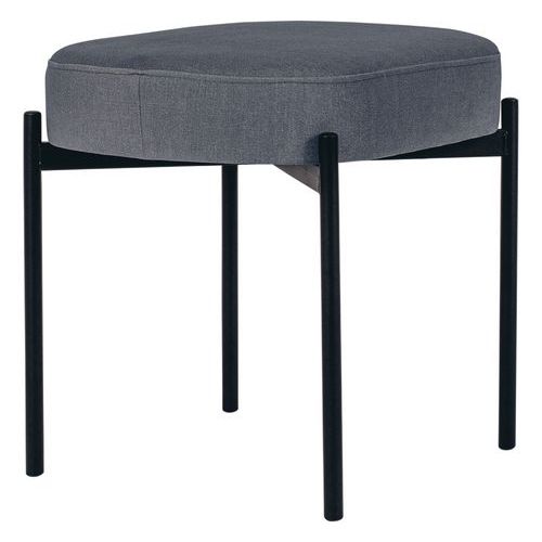 Tabouret Oblong Gaia Pied Noir Tissu Polyester Gris Souris