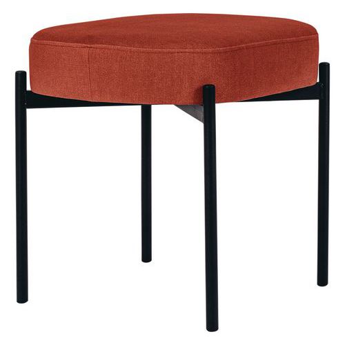 Tabouret Oblong Gaia Pied Noir Tissu Polyester Marron