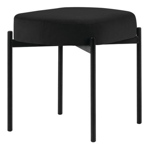 Tabouret Oblong Gaia Pied Noir Velours Polyester Noir