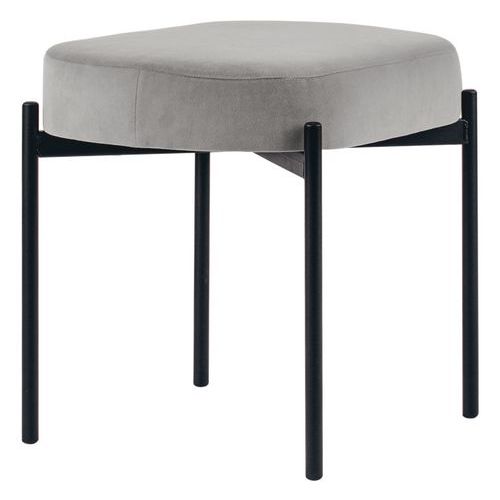 Tabouret Oblong Gaia Pied Noir Velours Polyester Gris