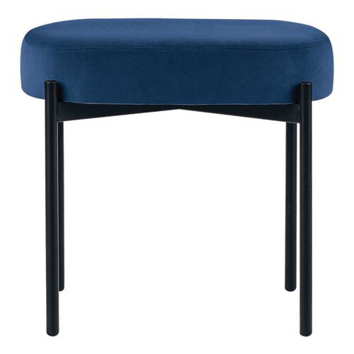Tabouret Oblong Gaia Pied Noir Velours Polyester Bleu