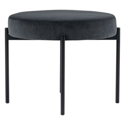 Tabouret Oblong Gaia Pied Noir Velours Polyester Anthracite