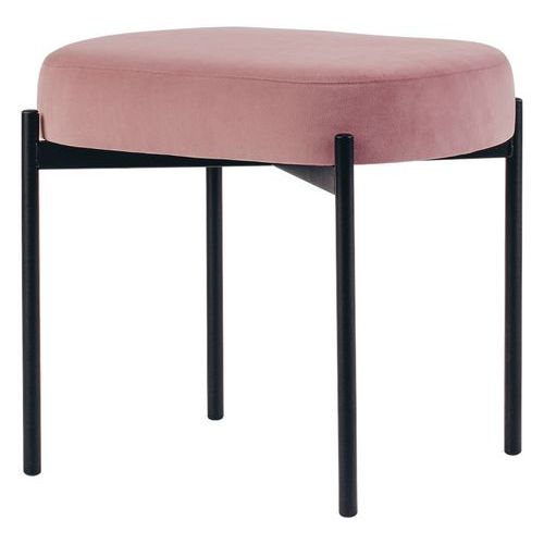 Tabouret Oblong Gaia Pied Noir Velours Polyester Rose