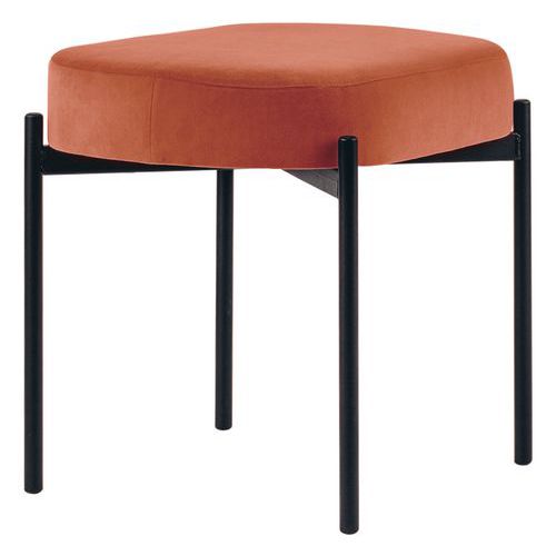 Tabouret Oblong Gaia Pied Noir Velours Polyester Rouille