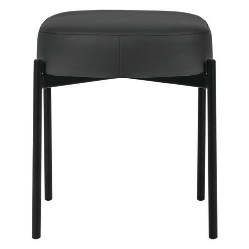 Tabouret Oblong Gaia Pied Noir Simili Cuir Noir