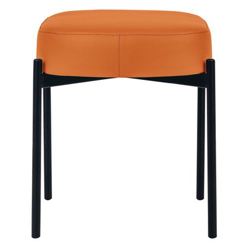 Tabouret Oblong Gaia Pied Noir Simili Cuir Orange