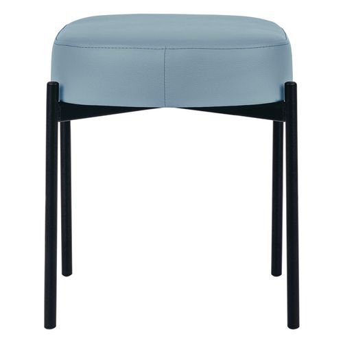 Tabouret Oblong Gaia Pied Noir Simili Cuir Bleu