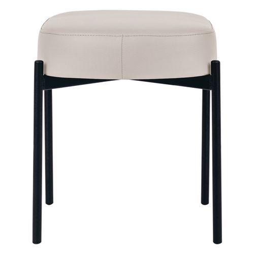 Tabouret Oblong Gaia Pied Noir Simili Cuir Blanc