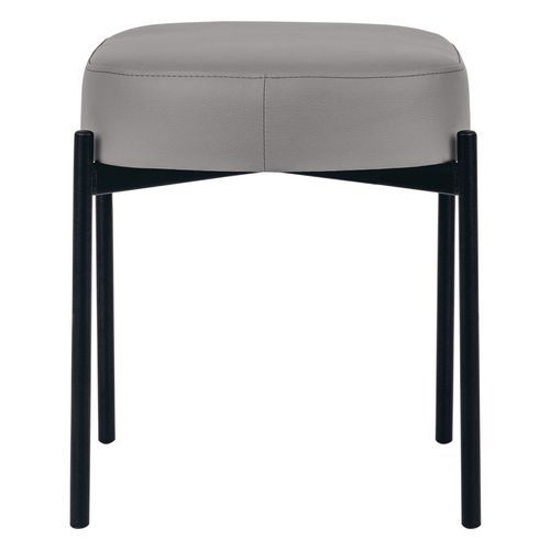 Tabouret Oblong Gaia Pied Noir Simili Cuir Gris Souris