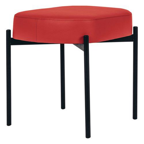 Tabouret Oblong Gaia Pied Noir Simili Cuir Rouge