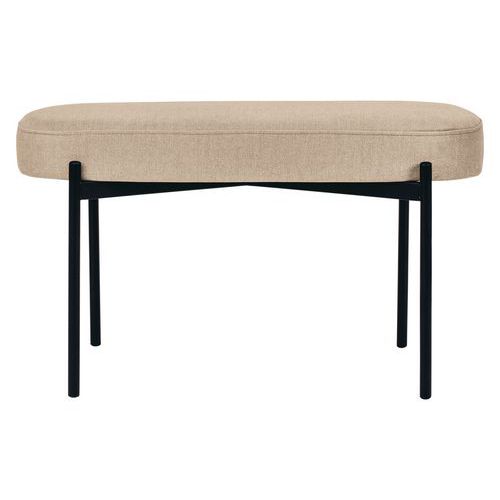 Banc Oblong Gaia Pied Noir Tissu Polyester Ivoire