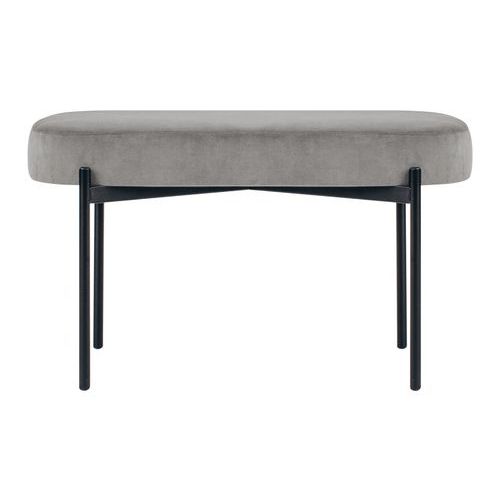 Banc Oblong Gaia Pied Noir Velours Polyester Gris