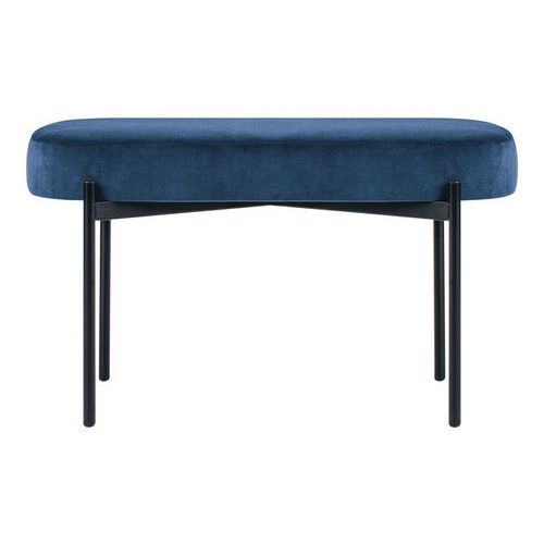 Banc Oblong Gaia Pied Noir Velours Polyester Bleu