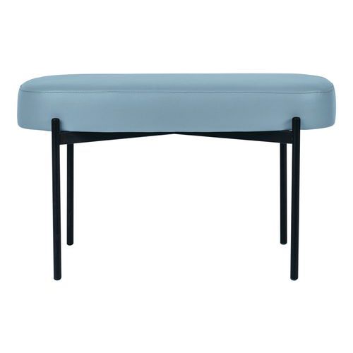Banc Oblong Gaia Pied Noir Simili Cuir Bleu