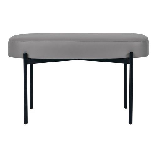 Banc Oblong Gaia Pied Noir Simili Cuir Gris Souris