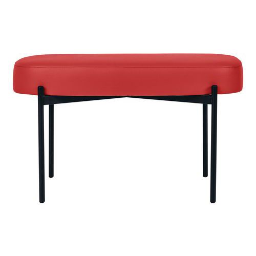Banc Oblong Gaia Pied Noir Simili Cuir Rouge