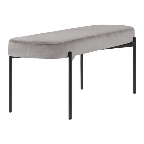 Banc Oblong Gaia Gm Pied Noir Velours Polyester Gris