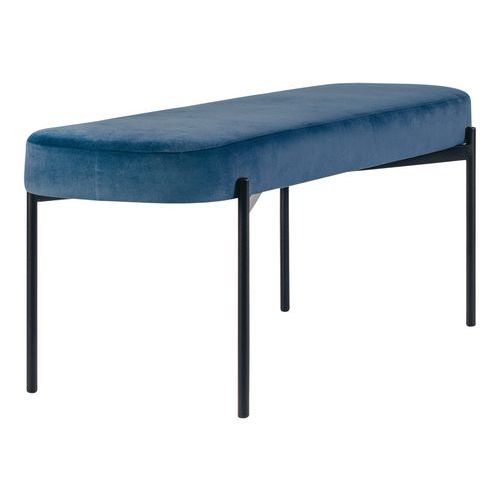 Banc Oblong Gaia Gm Pied Noir Velours Polyester Bleu