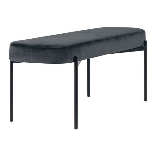 Banc Oblong Gaia Gm Pied Noir Velours Polyester Anthracite