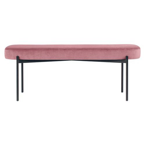 Banc Oblong Gaia Gm Pied Noir Velours Polyester Rose