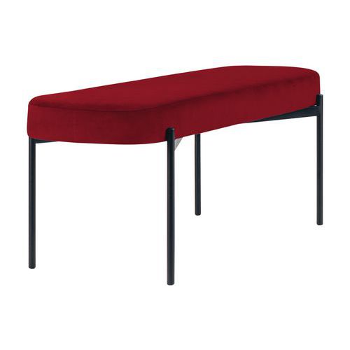 Banc Oblong Gaia Gm Pied Noir Velours Polyester Rouge