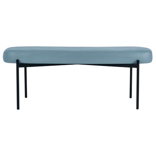 Banc Oblong Gaia Gm Pied Noir Simili Cuir Bleu