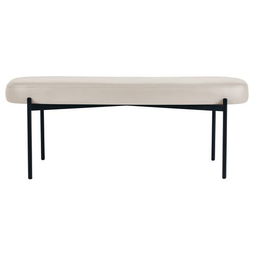 Banc Oblong Gaia Gm Pied Noir Simili Cuir Blanc