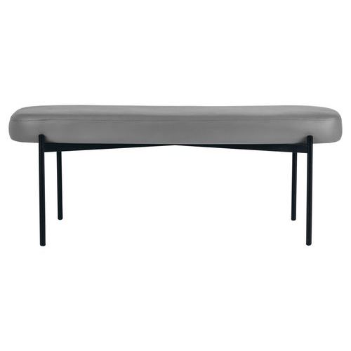 Banc Oblong Gaia Gm Pied Noir Simili Cuir Gris Souris