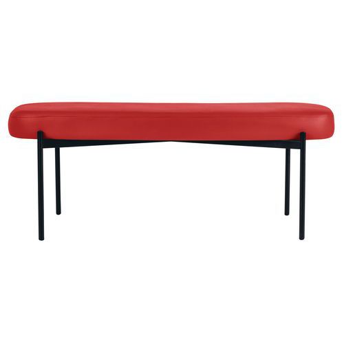 Banc Oblong Gaia Gm Pied Noir Simili Cuir Rouge