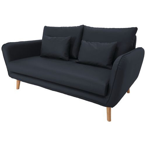 MMP - Canapé 3 places Moni enduit PVC noir - Confort ergonomique et entretien facile - 190cm largeur