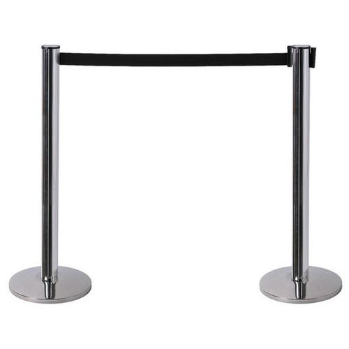 Showdown Displays - Poteau à sangle aluminium 2,7m Noir - Intérieur Tertiaire - Barrière de protection élégante