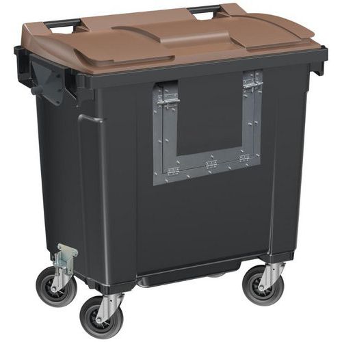 Sulo - Poubelle Industrielle 770L Gris/Marron - 4 Roues, Trappe d'Accès, Mobile, Tri Sélectif