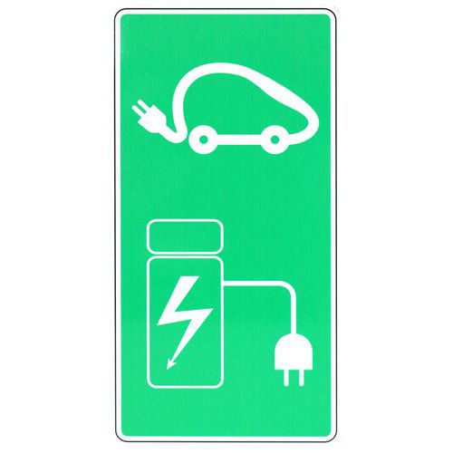 Manutan Expert - Panneau Recharge Voiture Électrique Adhésif Vinyle Vert 400x200mm - Obligation