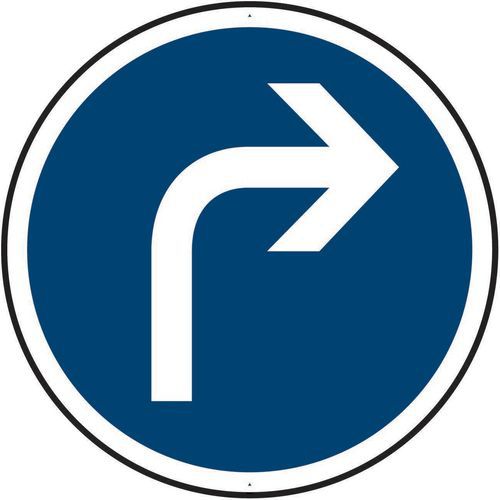 Kelias - Panneau de Signalisation Direction Obligatoire à Droite - Rond 450mm Aluminium Classe 2 CE