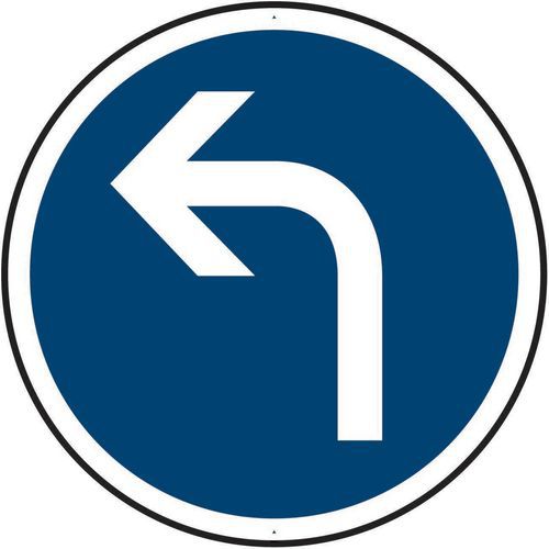 Kelias - Panneau Direction Obligatoire à Gauche - Rond 450mm Aluminium Classe 2 CE