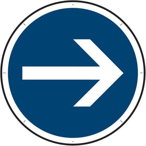 Kelias - Panneau Direction Obligatoire Droite 450mm Aluminium Classe 2 CE Rond