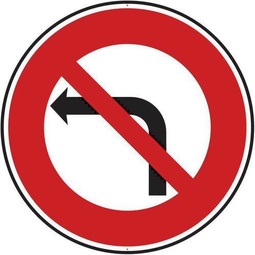 Kelias - Panneau Interdiction de tourner à gauche B2A - Rond 850mm Aluminium Classe 2 Rétro-réfléchissant CE