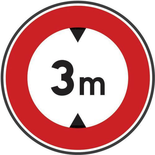 Kelias - Panneau Interdiction Limitation Hauteur 3m Rond Aluminium 650mm Classe 2 Rétro-réfléchissant CE