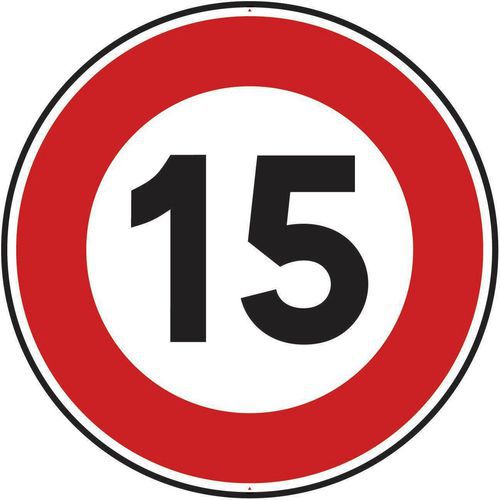 Kelias - Panneau Limitation Vitesse 15 km/h Rond Aluminium Classe 2 650mm Rétro-réfléchissant
