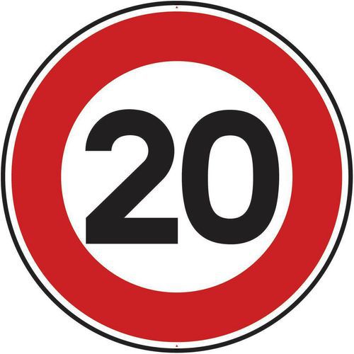 Kelias - Panneau Limitation Vitesse 20 km/h Rond Aluminium 450mm Classe 2 Rétro-réfléchissant