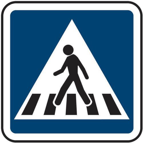 Kelias - Panneau Signalisation Passage Piétons CL2 C20A - Aluminium Carré 500mm - Classe 2 CE