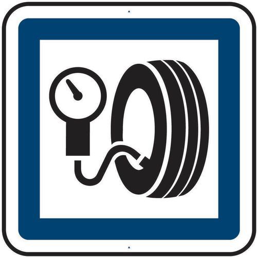 Kelias - Panneau Station de Gonflage Carré Aluminium Classe 2 - 374mm - Signalisation Sécurité