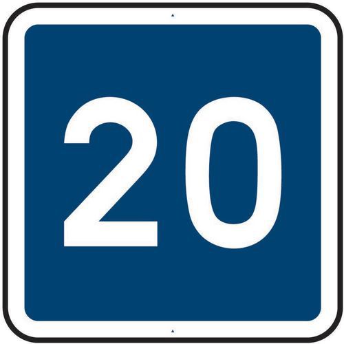 Kelias - Panneau Vitesse Conseillée 20 km/h Carré Aluminium Classe 2 350mm CE