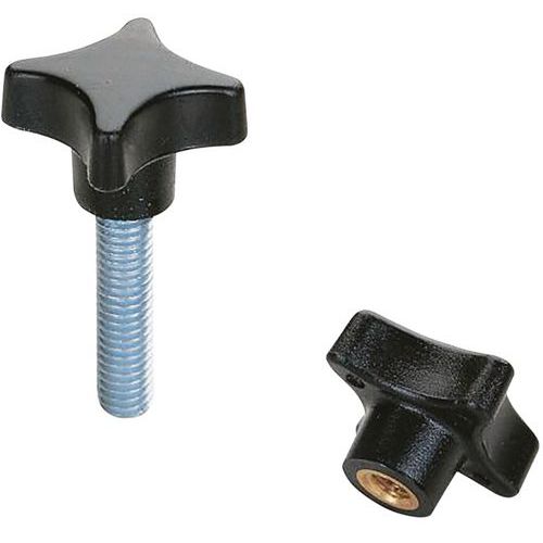 Boutet - Bouton PC Polyamide D.25 - Tige Acier M5x15 - Vis 15mm - Filetage 5mm